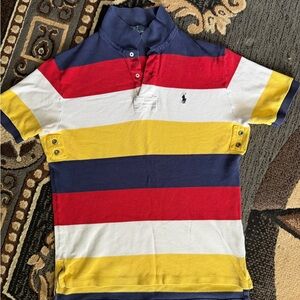 Ralph Lauren Red and Yellow Striped Polo Shirt
